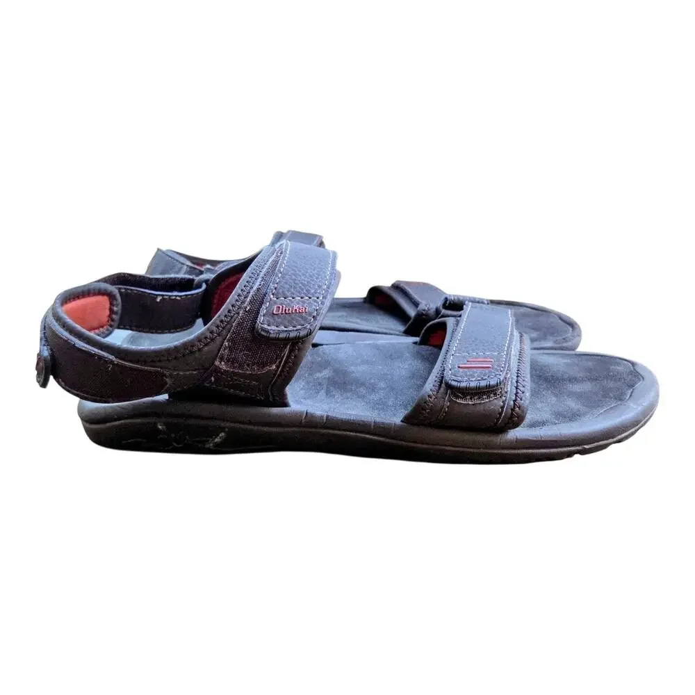 Olukai Hokua Pahu 10232-483V Sandals Mens US 12 Brown Open Toe Adjustable Strap